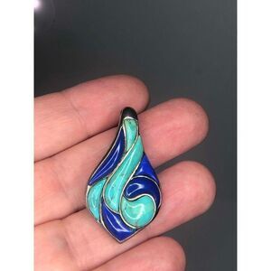 1003 NOA Thailand 925 Sterling Silver Lapiz Turquiose Pendant 8.5g